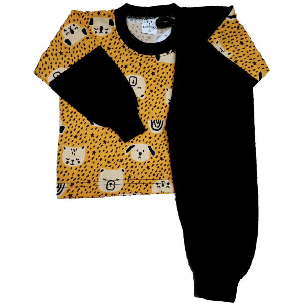 0275 Pijama Urso Amarelo com Calça Preta G